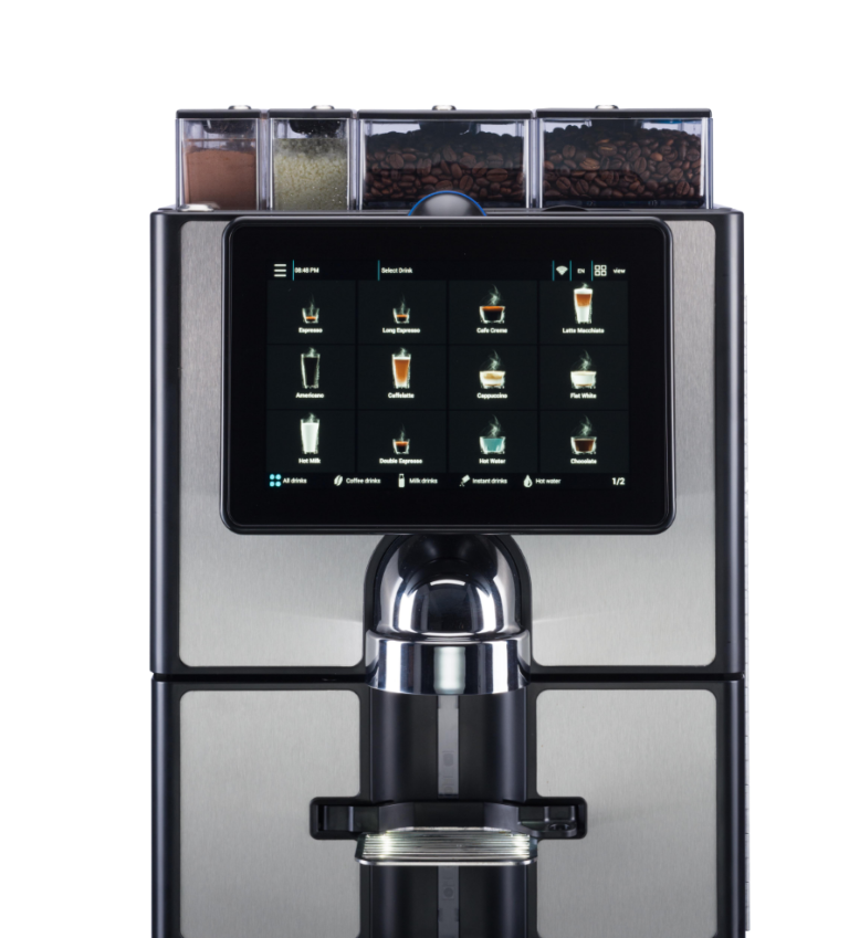 Carimali Silber Schwarz Kaffeevollautomat mit Zubehör und